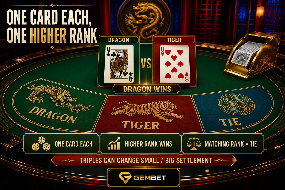 Dragon Tiger game showing one Dragon card and one Tiger card at a live casino table
